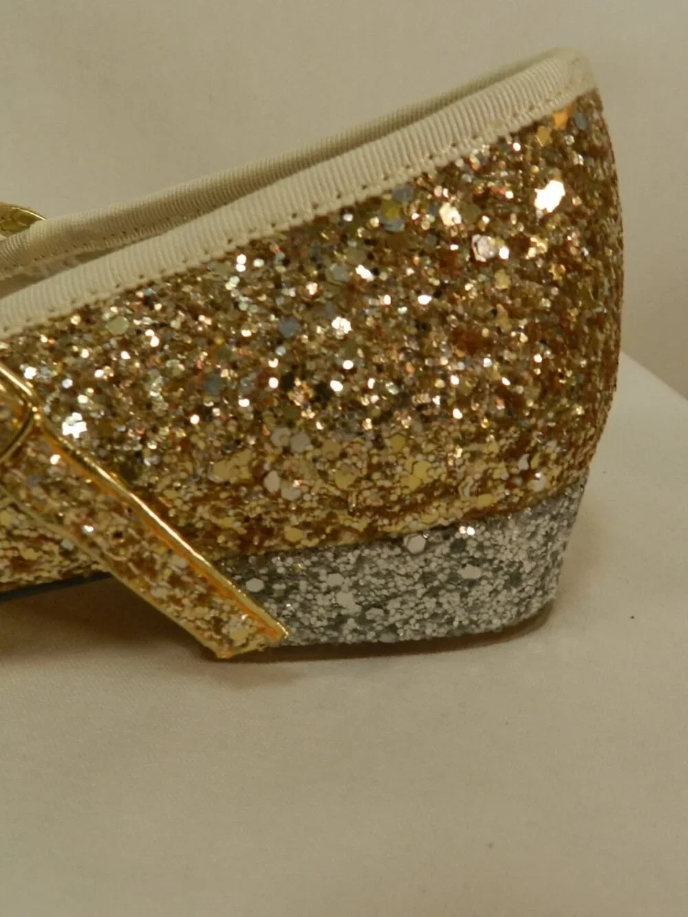 Crewcuts Glitter Gold & Silver Mary Jane shoes J. Crew Girls Occasion Size Sz 5